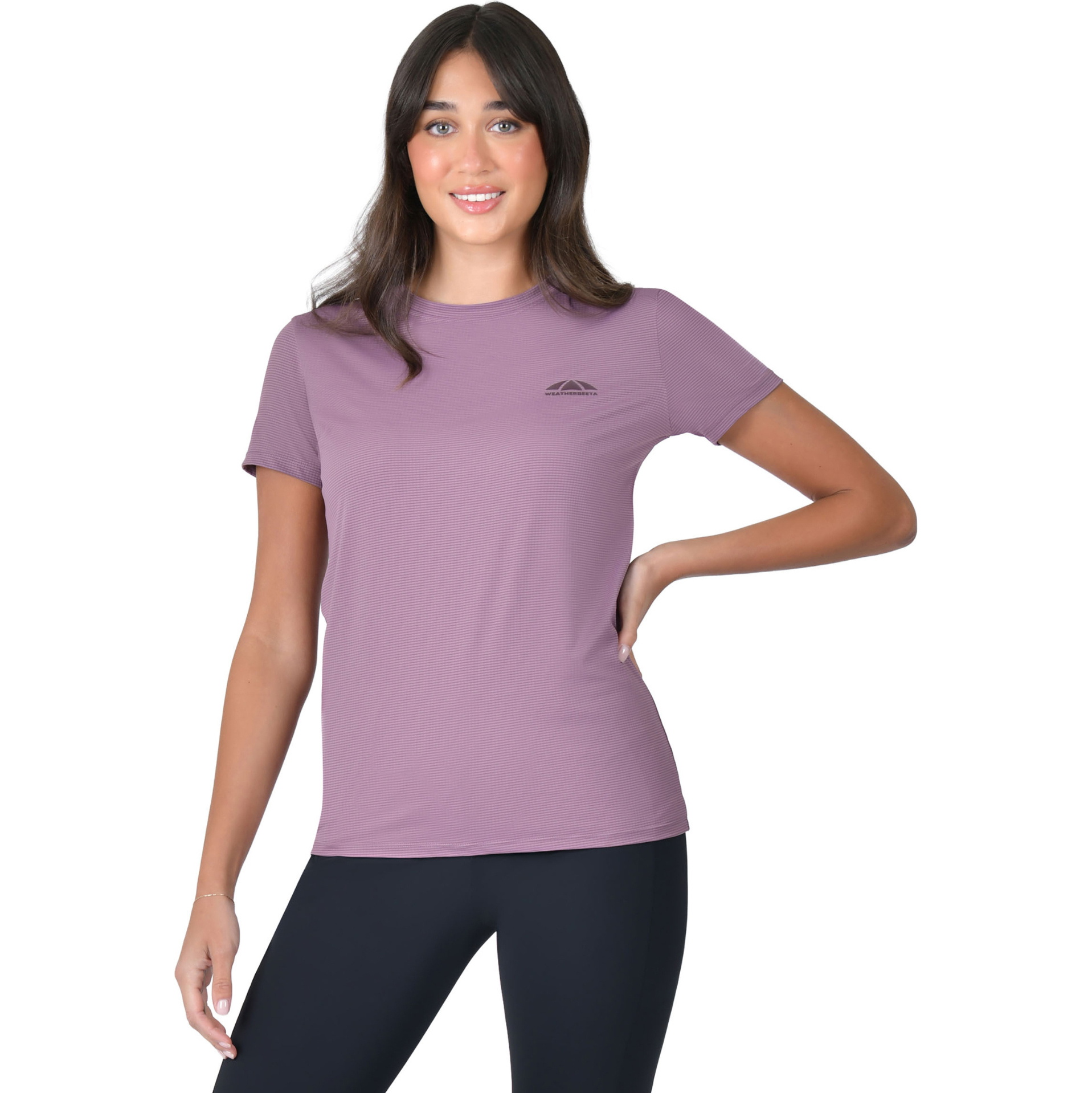 2025 Weatherbeeta Damen Entspannt UV Kurz Ärmel T-Shirt 1028845 - Mauve Wine